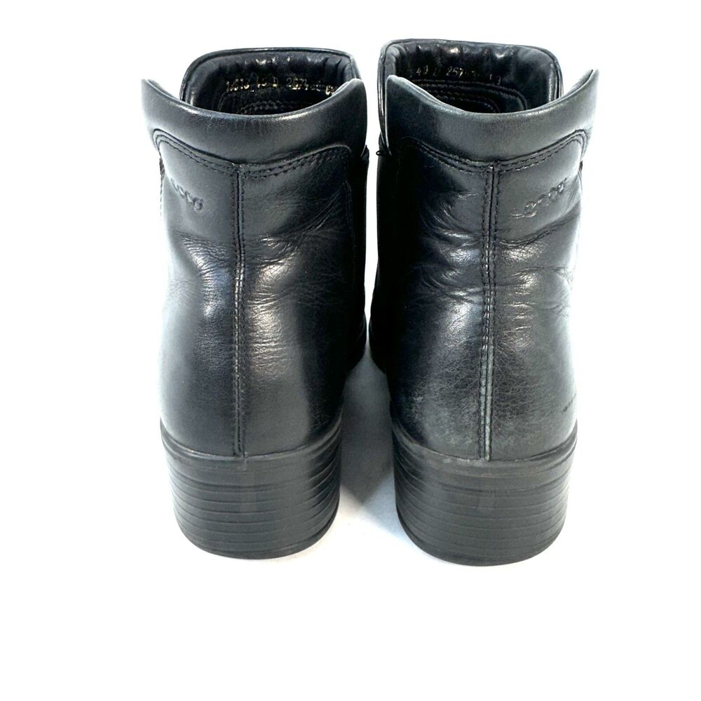 Ecco Light Black Leather Slip On Ankle Boots Size EU 40 / US 9.5 Chelsea Healed - Picture 5 of 10